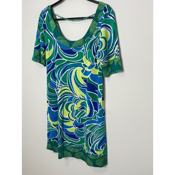 Lucidez Women’s XS (2) Green Blue Boho Shift Mini Dress - Picture 4 of 12